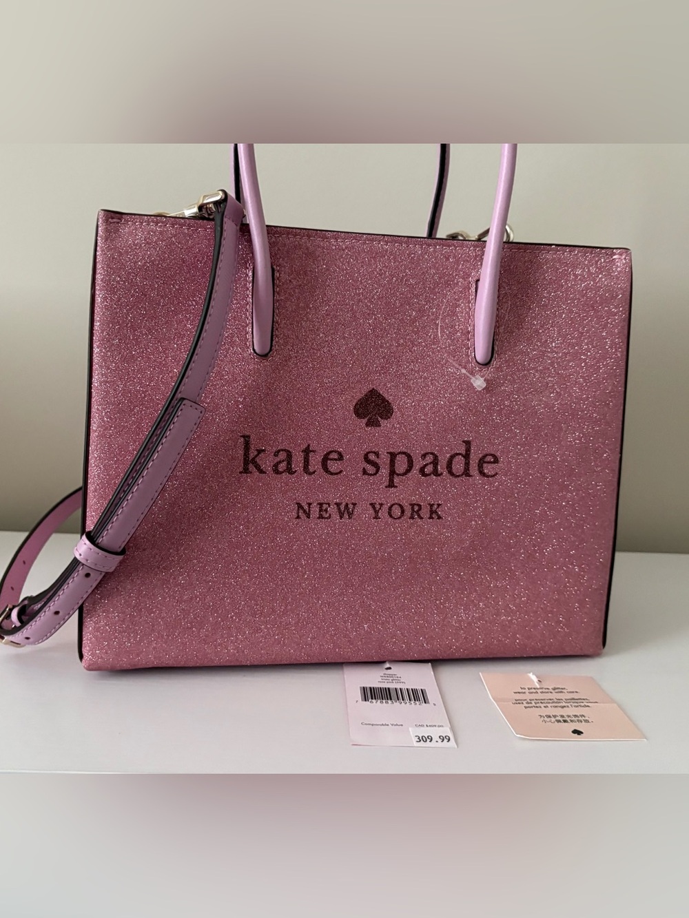 kate spade Pink Glitter Tote with Removable Strap